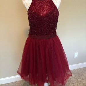Jovani burgundy size 12 beaded dress.